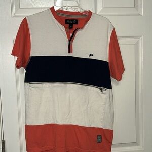 A.Tiziano men’s medium‎ premium casual wear shirt navy orange and white